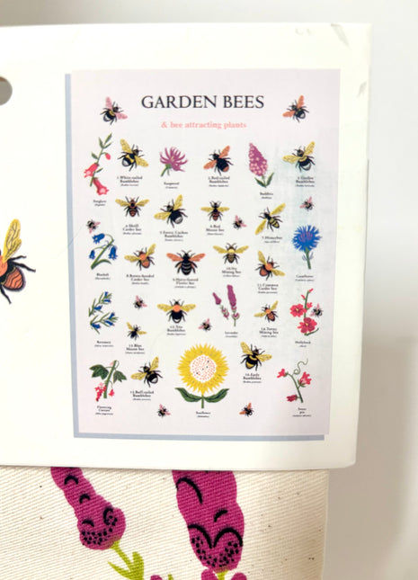 Garden Bees tea towel