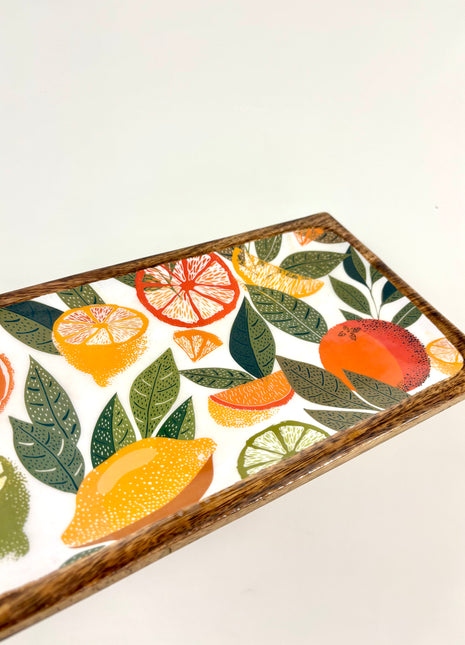Citrus enamelled tray white
