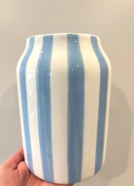 Stripe blue vase/utensil pot