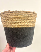 Grey felt wicker pot
