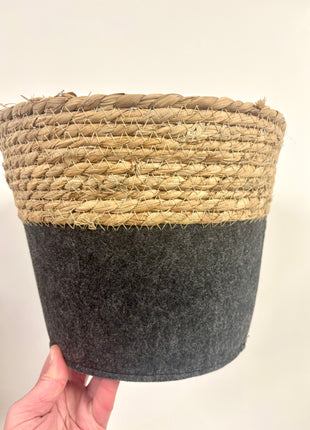 Grey felt wicker pot