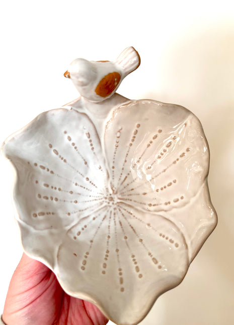 Bird and flower trinket dish