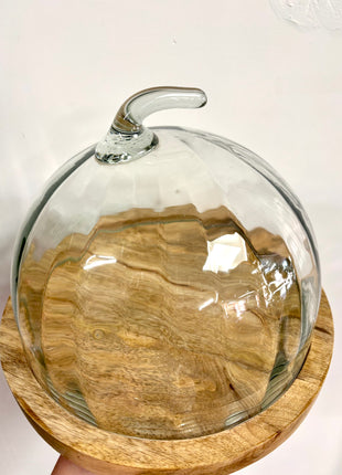 Pumpkin cake plate glass dome