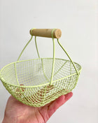Oval green wire basket