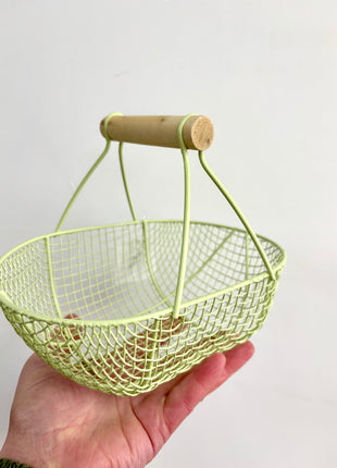 Oval green wire basket