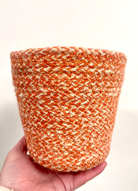 Orange wicker pots