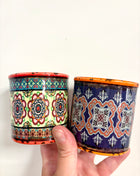 Colourful patterned pots