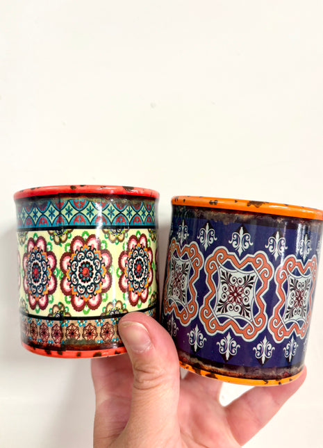 Colourful patterned pots
