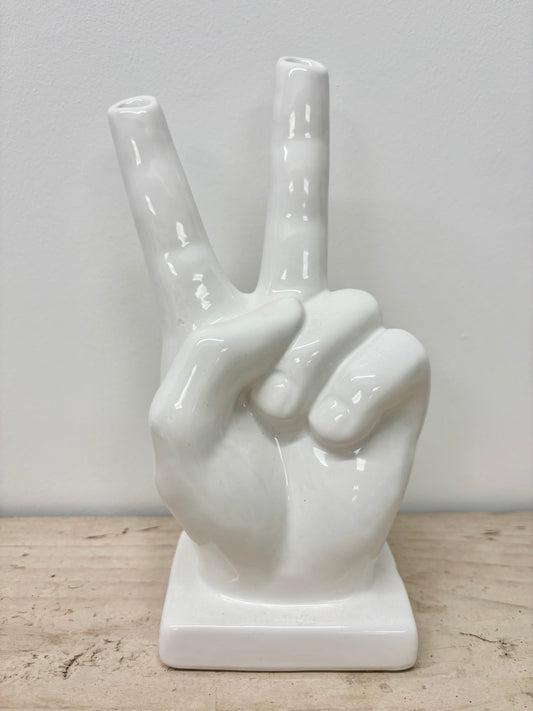 White two finger bud vase