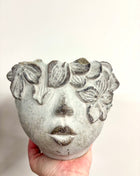Lady concrete head pot