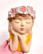 Boho Girl yellow planter