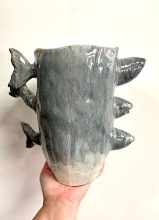 Fish vase blue