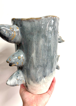 Fish vase blue