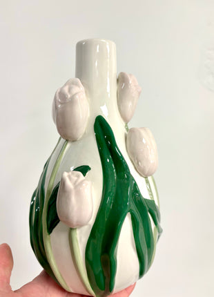 Creamy pink tulip vase