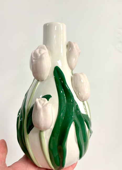 Creamy pink tulip vase
