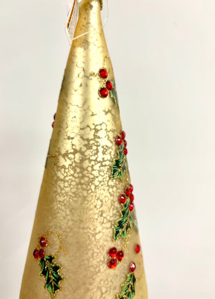 Light up glass tree in gold