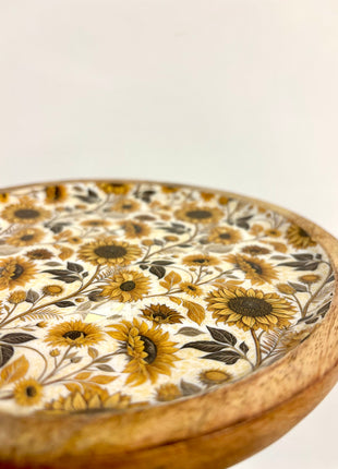 Sunflower plate wooden
