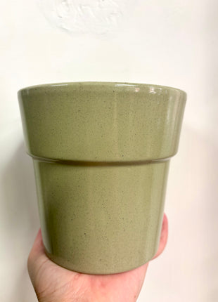 Olive Green Rimmed Pot