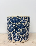 Blue floral 12cm plant pot