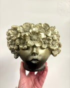 Gold floral planter