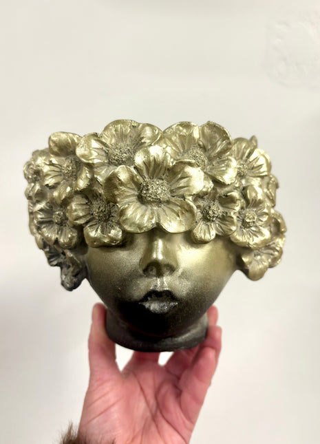 Gold floral planter