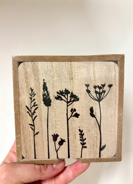 Wooden coaster set in holder