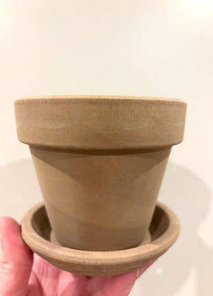 Terracotta Choco Grey Pot and Tray