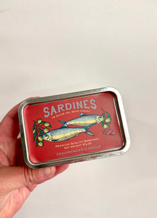 Sardines candle in a tin