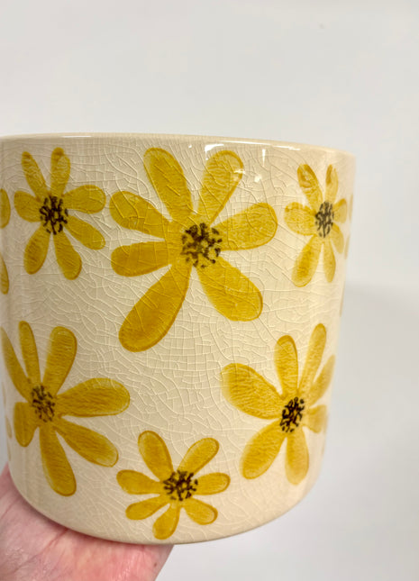 Yellow flower set of 3 pots