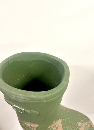 Green wellies cement boots