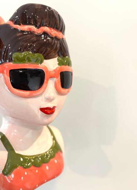 Beach lady green planter