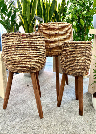 Brown pots on legs