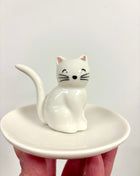 White cat trinket dish