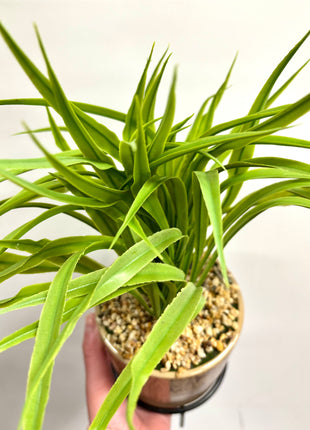 Faux grass with decorative planter