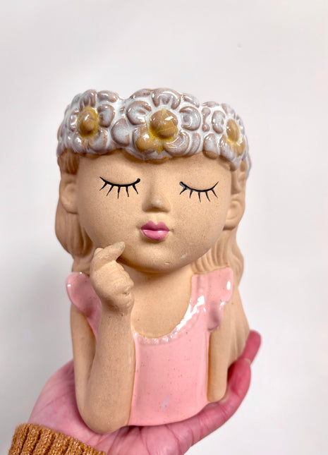Boho Girl pink planter