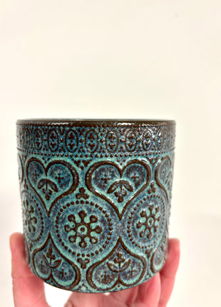 Blue patterned pots