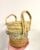 3 colour wicker pot