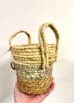 3 colour wicker pot
