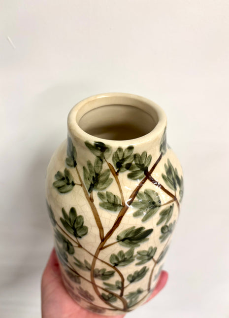 Green foliage vase