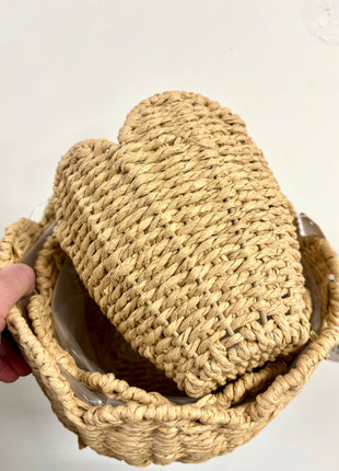 Natural wicker set of 3 pots