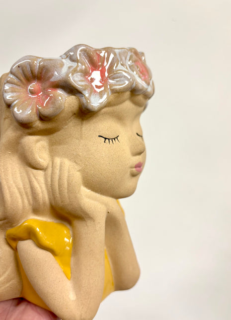 Boho Girl yellow planter