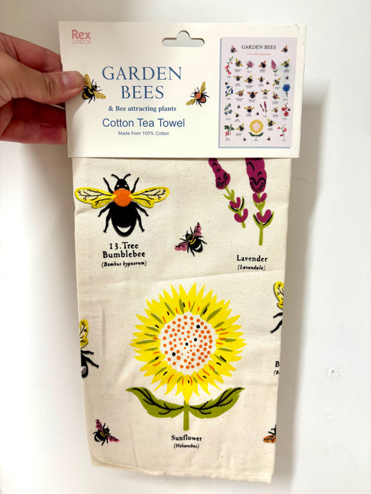 Garden Bees tea towel