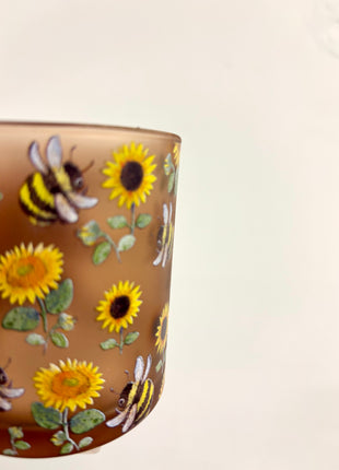 Bee and sunflower candle holder