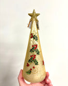 Light up glass tree in gold
