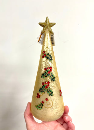Light up glass tree in gold