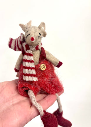 Mouse sitting with scarf