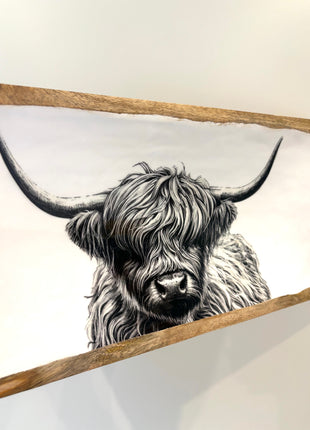 Highland cow tray wooden
