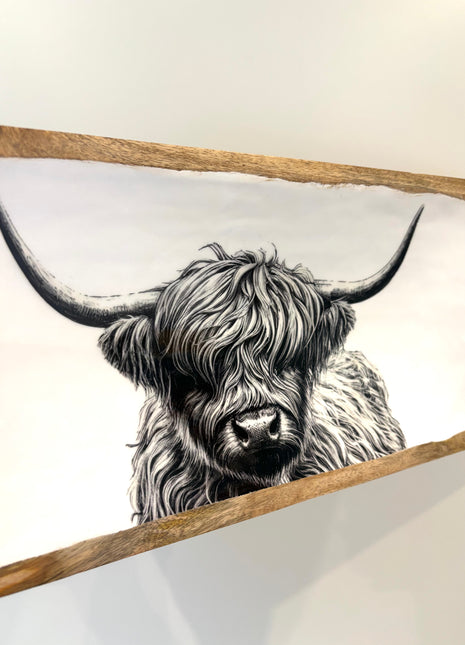 Highland cow tray wooden