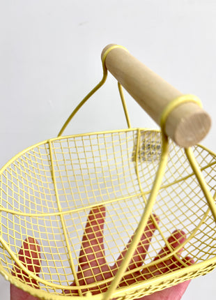 Oval yellow wire basket