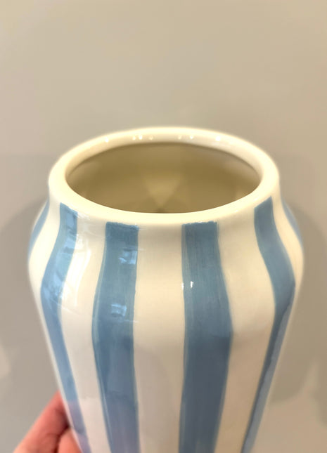 Stripe blue vase/utensil pot